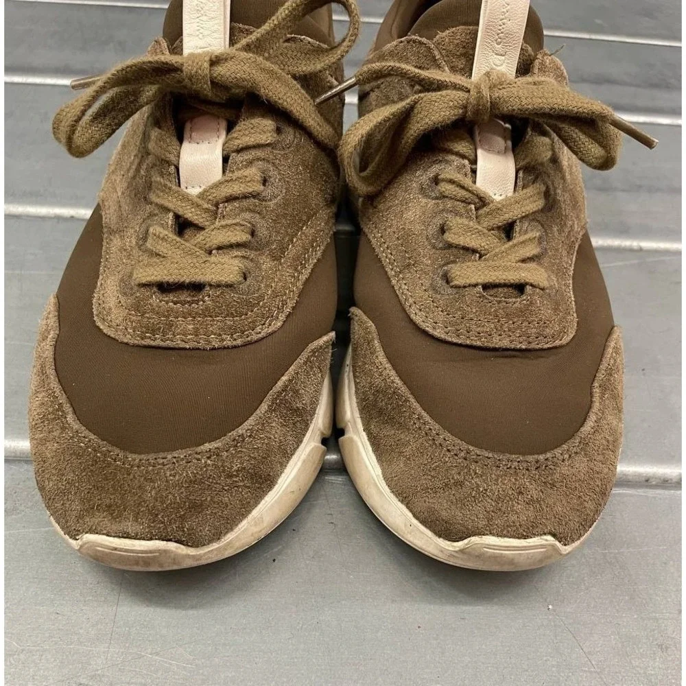 Massimo Dutti Trainers Sneakers Womens‎ EU 39 US 8/8.5 Olive Green Suede, Sock